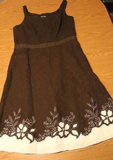 NWT** Ann Taylor strapped lined brown and white sundress   misses 14