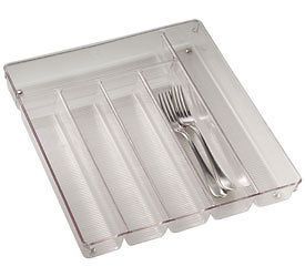 Large Clear Plastic Cutlery Storage Tray Kitchen Drawer Organization