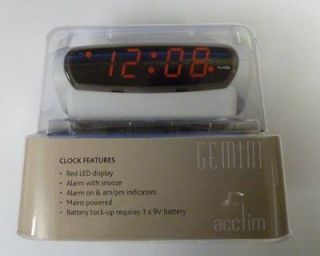 Acctim 14292 Gemini Alarm Clock, White