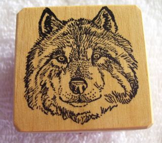 Ant Transfer Unused Rubber Mounted Wood Stamp Wolf Head Face