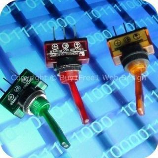 Truck SHAFT Toggle Switch 12V Aircraft Style On Off Green Red Ambe