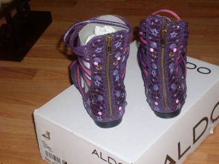 Aldo Engel 50 Metalic Purple Strap Gladiator Sandals 38[RUNS A SIZE