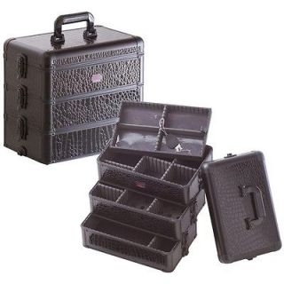 All Black Gator 3 in 1 Makeup Cosmetic Train Case Beauty Nail Polish