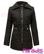 NEW LADIES DIAMOND QUILTED WOMENS BUCKLE DESIGN PARKA JACKET COAT SIZE