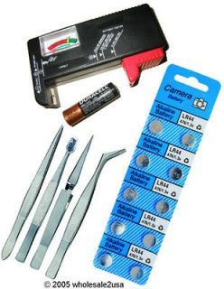 Watch Repair Kit Battery Tester Tweezers Cell Batteries