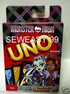 Monster High UNO Card Game ages 7 and up newly released