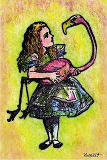 Alice in Wonderland Flamingo for Croquet Postcard
