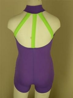 Balera Gymnastics Neon Purple Green Unitard Leotard Child 2 Available