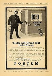 1905 Ad Postum Coffee Alternative Sweat Box Prisoner   ORIGINAL