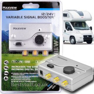 and 24V Adjustable Power TV/FM Signal Booster for Caravans and Boats