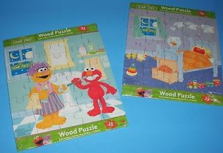 New Lot of 2 25pc Wooden Jigsaw Puzzles Sesame Street Elmo Childrens