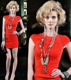 CHANEL CHRISTMAS RED FITTED SEXY RUNWAY DRESS SZ 42/44