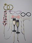 PHOTO BOOTH PROPS GLITTER GLASSES/BOW/NE CKTIE/RING ON A STICK