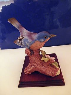 ANDREA BY SADEK BIRD BLUEBIRD FIGURINE W/WOOD BASE
