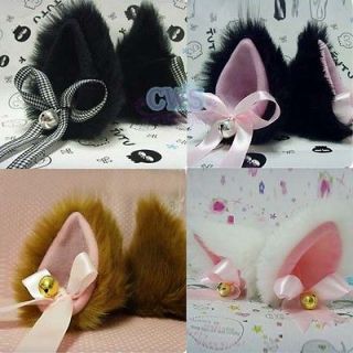 Anime Black / Pink / Blonde / White Bowknot Bell Cosplay Hair Clips