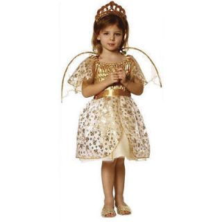 Child Golden Angel Costume w/ Wings Heavenly Spirit Celestial Cherub