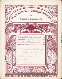 St Louis TICKLE 1904 BARNEY & SEYMORE Rag Sheet Music 