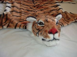TIGER RUG soft faux stunning plush jungle cat animal rug pillow