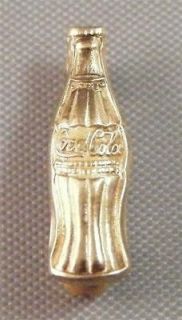 Vintage 10K Gold Coca Cola Coke Bottle Shaped Lapel Pin Brooch Marked