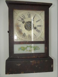 Antique Working Wood Wooden Glass Decorative Floral Shelf Mantle Clock