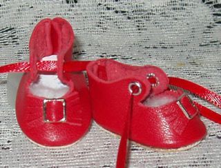 Littlest Angel Leather Doll Shoes ~ 1 5/8 Red