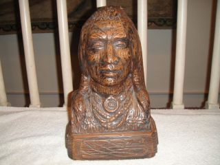 Vintage Native American Indian Mold Ceramic Plaster Great Details