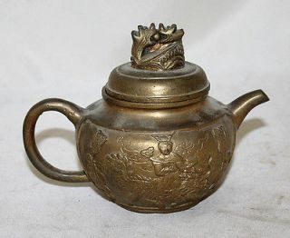 Japanese Antique Teapot Kettle Bronze Dragons Japan circa 1920s