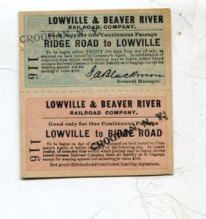 c1900 Lowville & Beaver River Railroad Company Train Passenger Ticket