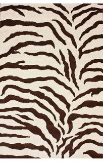 Animal Prints Zebra Area Rug 5 x 8 Brown Wool Hand Tufted Carpet