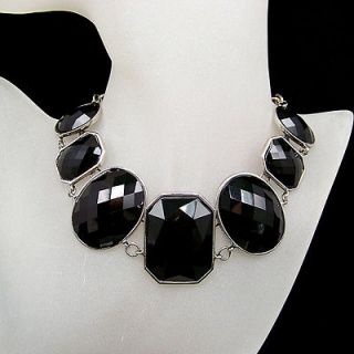 antique style jewelley silver plated black collar bib choker necklace
