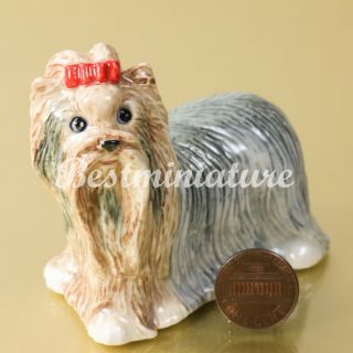 Terrier Puppy Dog Ceramic Statue Pottery Miniature Animal Figurine