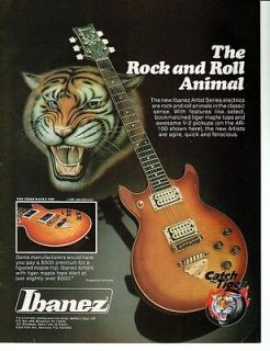 IBANEZ TIGER MAPLE GUITAR PINUP PRINT AD vtg early 80s AR 300 Rock N