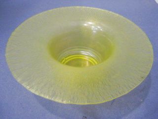vintage Radium Stretched Vaseline Glass Bowl (Glows under blacklight)