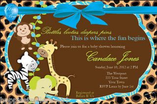 20 Invitations Leopard Jungle Monkey animal BABY SHOWER BIRTHDAY