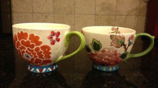 NEW DUTCH WAX COFFEE MUGS CUPS ~ HAND PAINTED FLORAL PATTERN~SUPER
