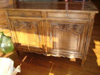 French antique provincial buffet sideboard Normandy, hand carved circa