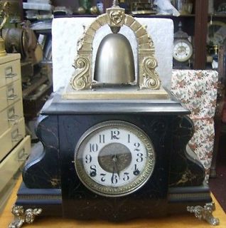 Antique GILBERT CURFEW  mantle clock bell top working