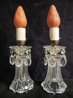 Antique Vintage Crystal Glass Boudoir Lamps Prisms