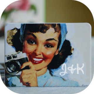 Vintage Beauty with Camera Tin Fridge Magnet FM0048
