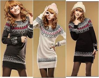 Vintage Girls Fashion Casual Womens Sweater Long Sleeve Top Jumper