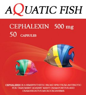 CEPHALEXIN 500mg 50 Capsules AQUATIC FISH ANTIBIOTIC