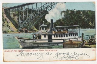 Maid of the Mist with Steel Arch Bridge Niagara Falls NY Vintage