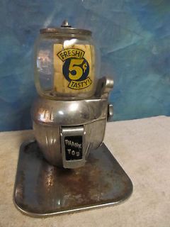 Vintage Gumball Candy Peanut Vending Dispensing Machine 8 sided glass