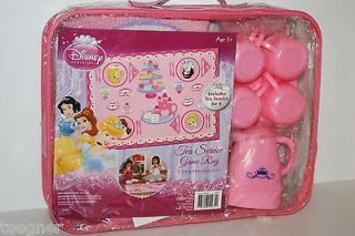 DISNEY PRINCESS TEA PARTY GAME RUG WITH TEA SERVICE FOR 4, NEW