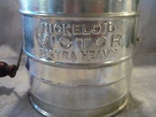 ANTIQUE NICKELOID VICTOR EXTRA HEAVY FLOUR SIFTER