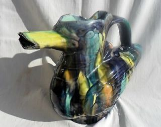 Stoneware large duck/bird pitcher antique/vintag e Multi color murano