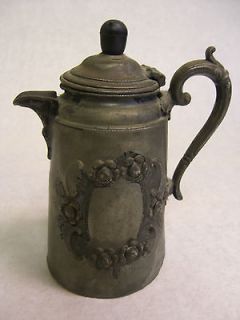 ANTIQUE English Pewter Teapot,S&Co., E.P.A., Sheffield Plate 1043  c