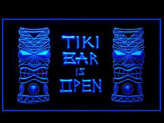 170037B Tiki Bar is OPEN Mask Cocktail Blue Hawaii Icmeler Decor LED