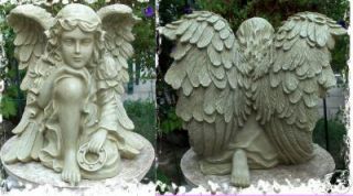 Concrete latex fiberglass mold Kneeling Angel Statue.