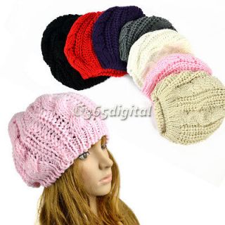 Winter Warm Women Beret Braided Baggy Beanie Crochet Hat Ski Cap 35DI